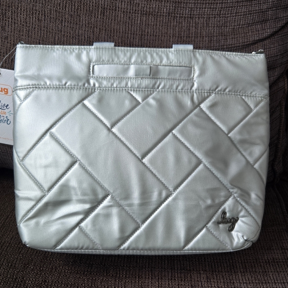 NWT Lug Tenor 2pc Crossbody Bag in Metallic Silver